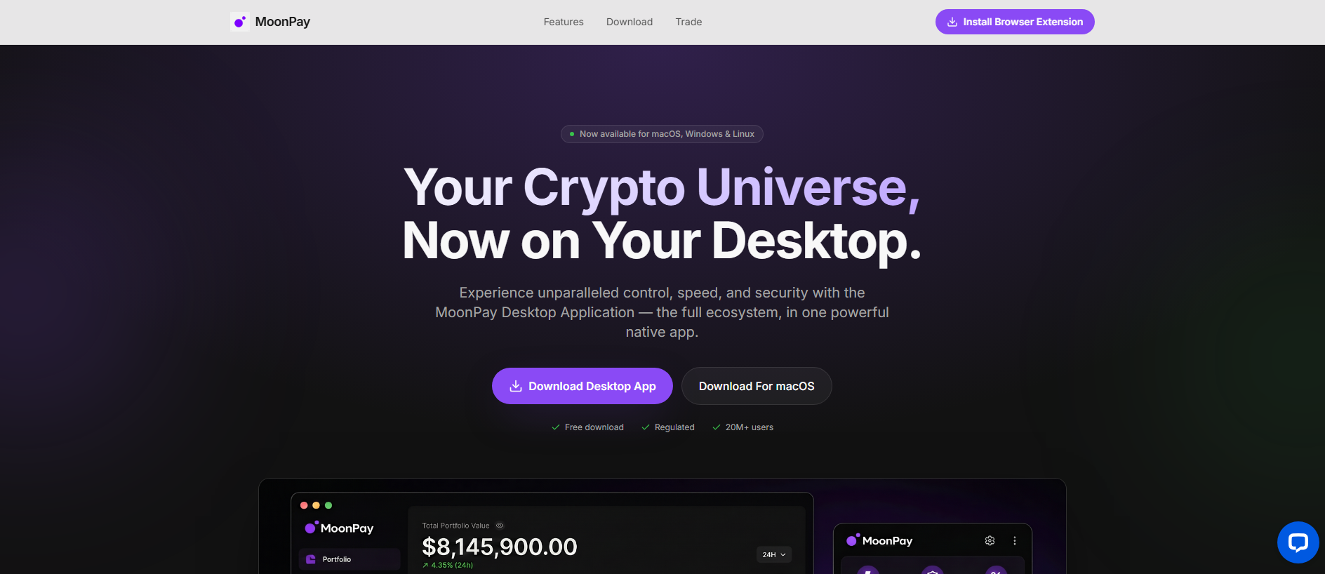 Forensic screenshot of moonpaydesktopapp.live showing the phishing page layout