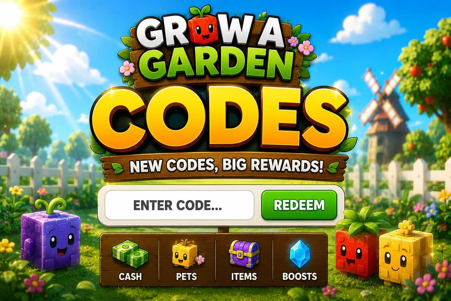 Grow a Garden codes — all active working codes list August 2026