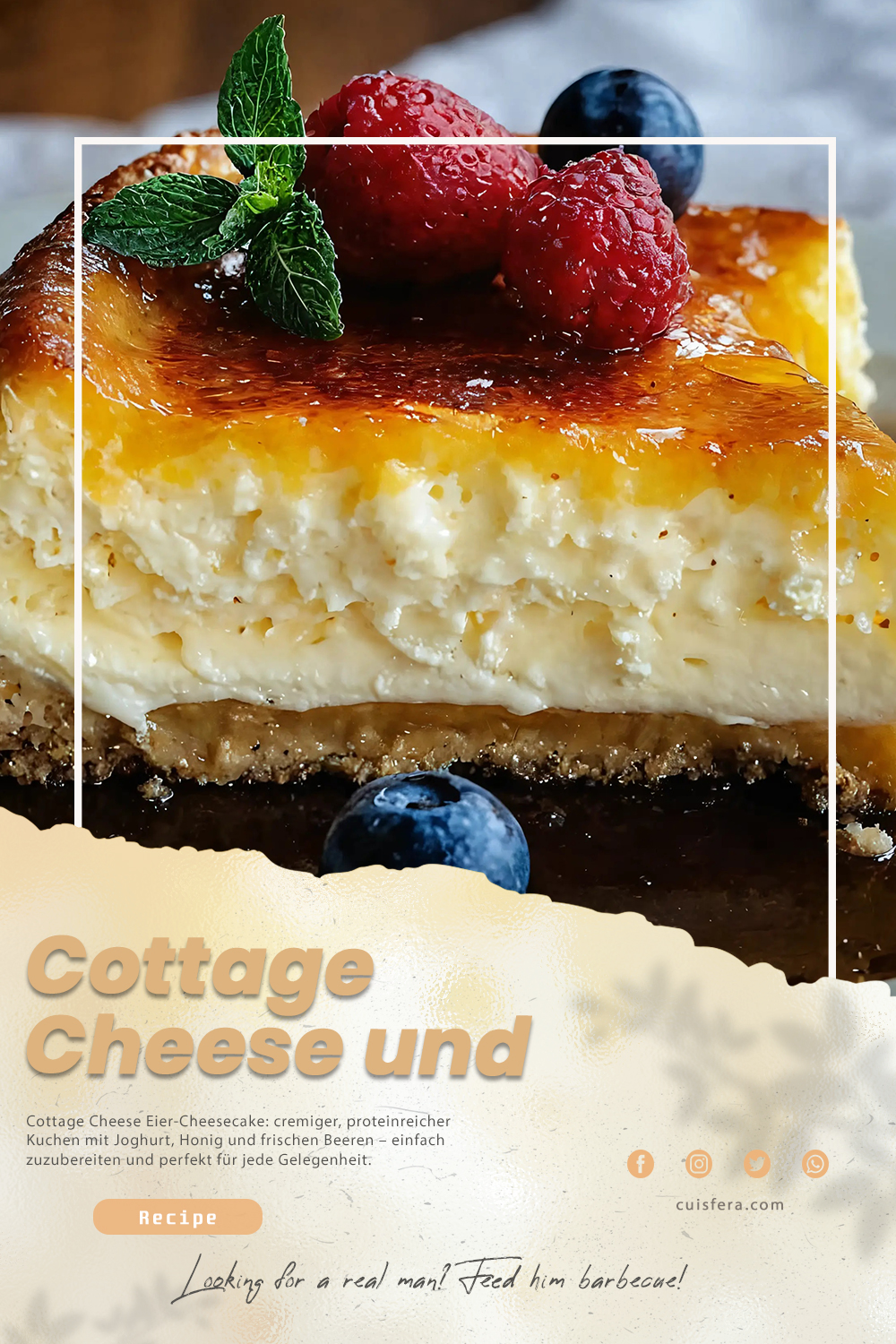 Cottage Cheese und Joghurt Eier-Cheesecake