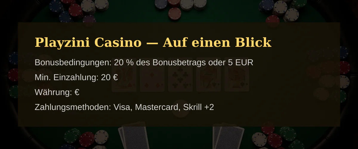 Playzini Casino — Auf einen Blick Playzini Casino — Auf einen Blick