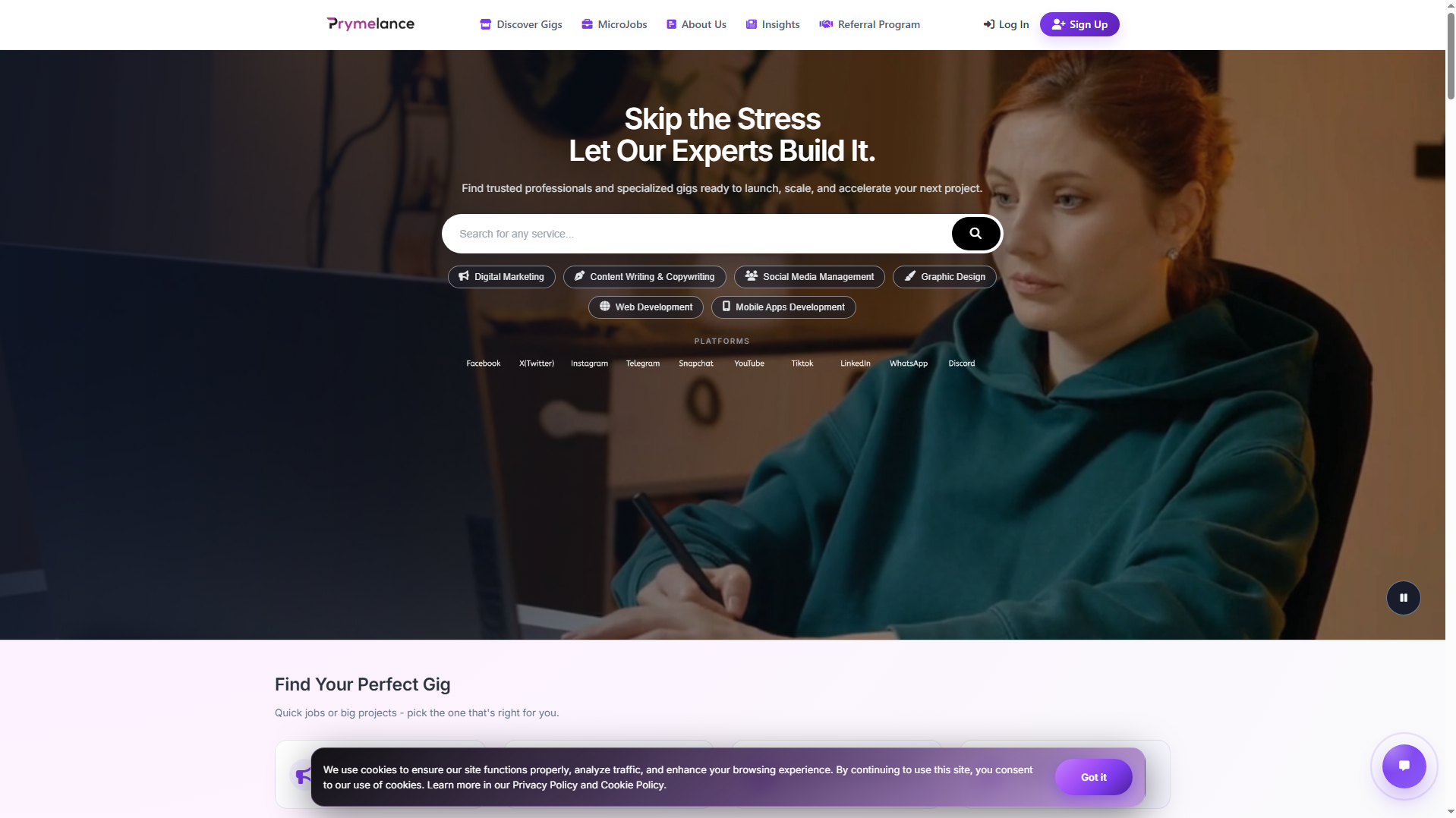 Screenshot of prymelance.com