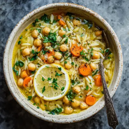 Greek Chickpea Lemon Orzo Soup: Bright & Hearty Cozy Delight!