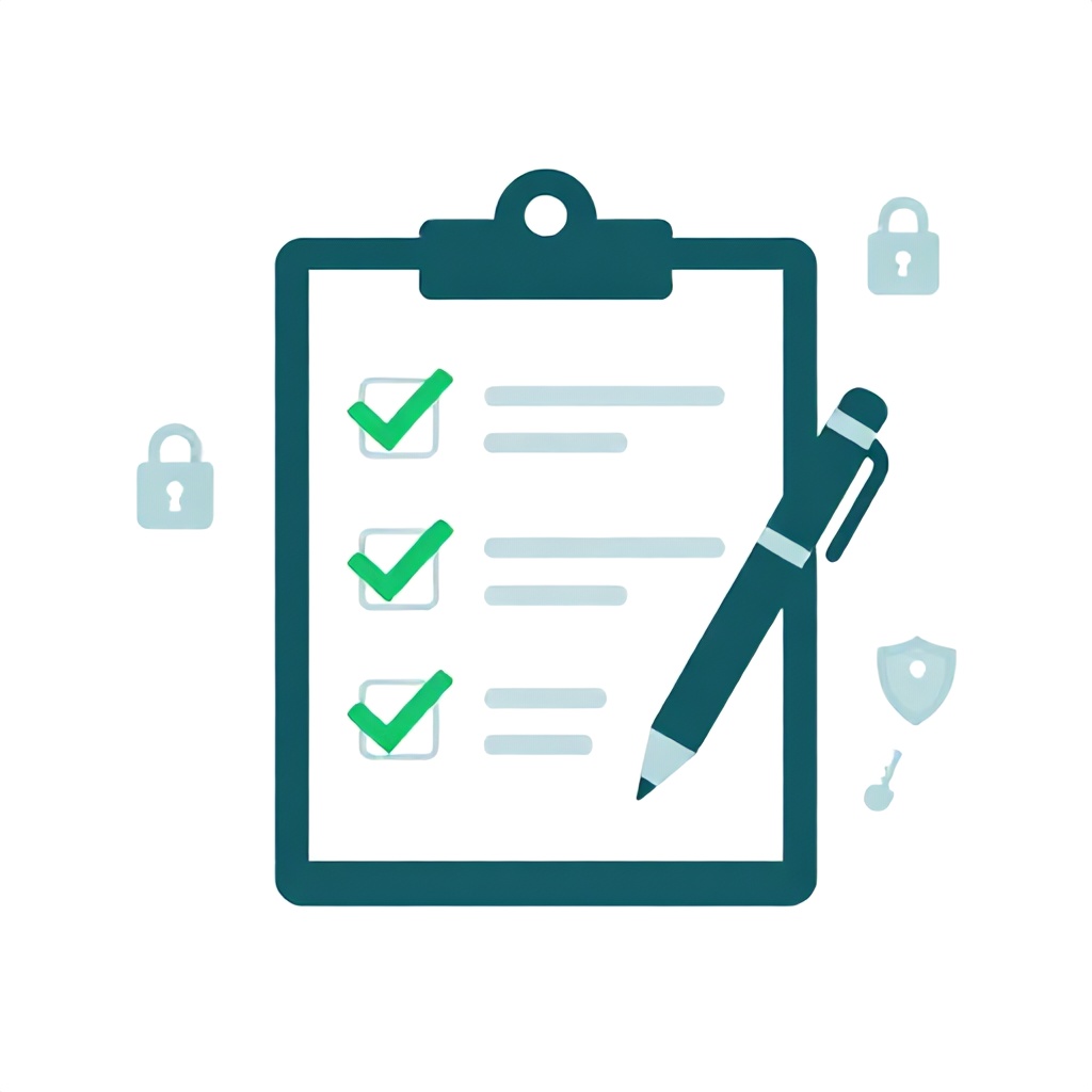 API security checklist on clipboard with checkmarks