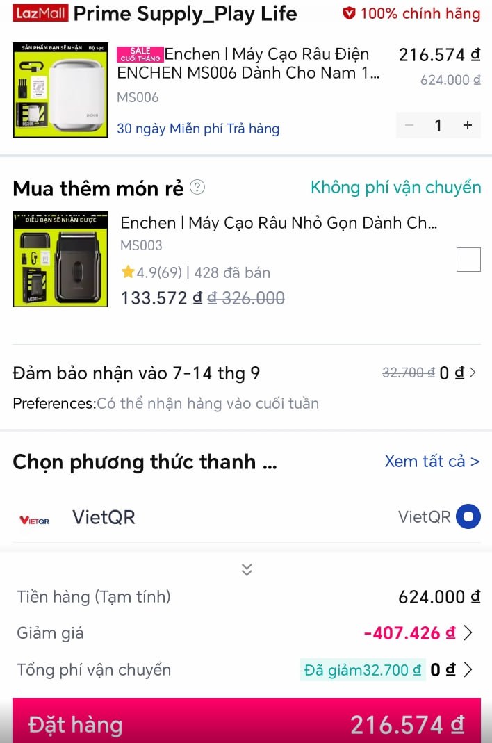 Enchen | Máy Cạo Râu Điện ENCHEN MS006 Dành Cho Nam 100% Chống Nước, Lưỡi Dao Nổi 3D, Đầu Từ Tính Có Thể Tháo Rời, Động Cơ 6800 Vòng/phút, Cạo Ướt/khô