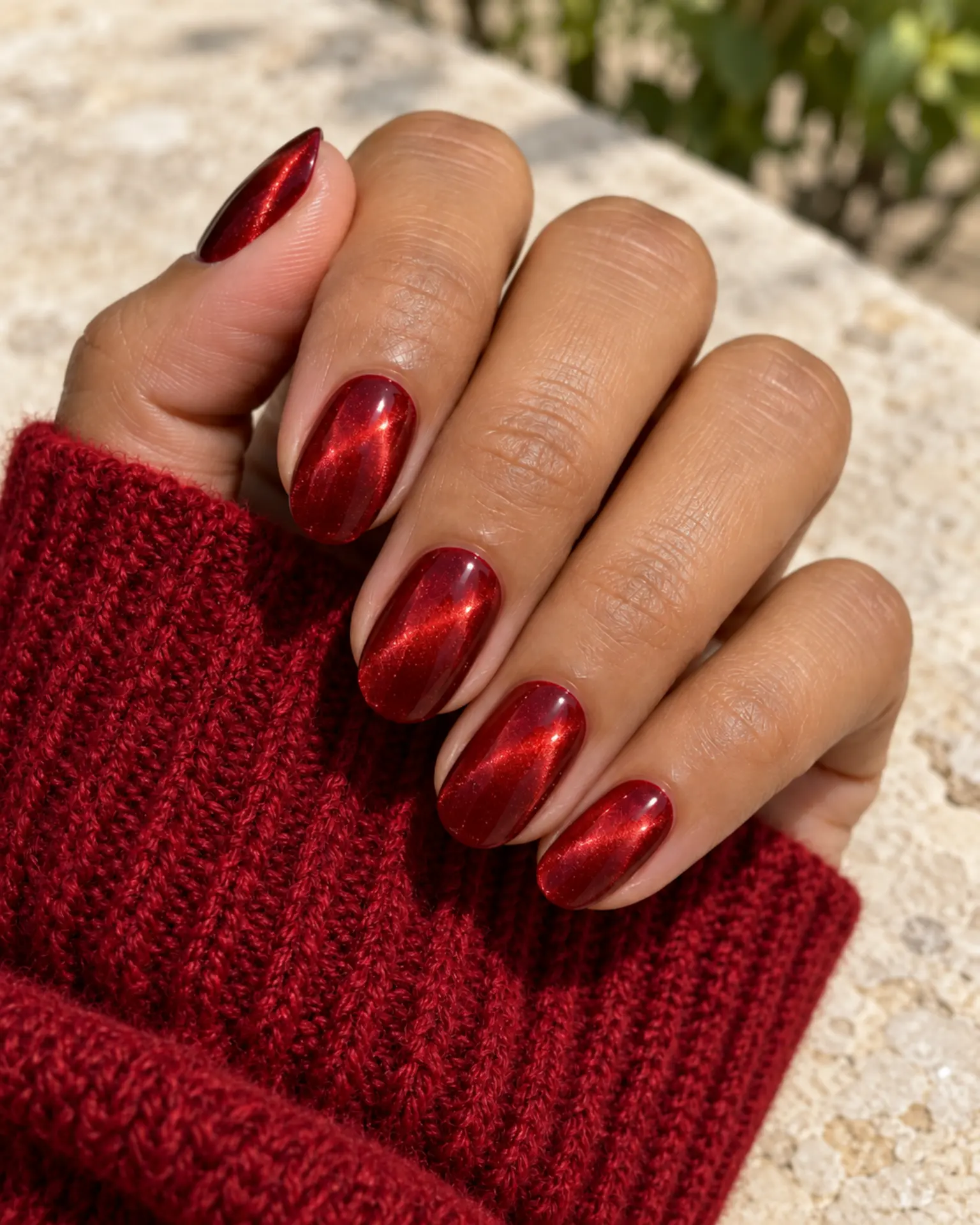 Date Night Velvet Cat-Eye manicure inspiration for date night nail ideas