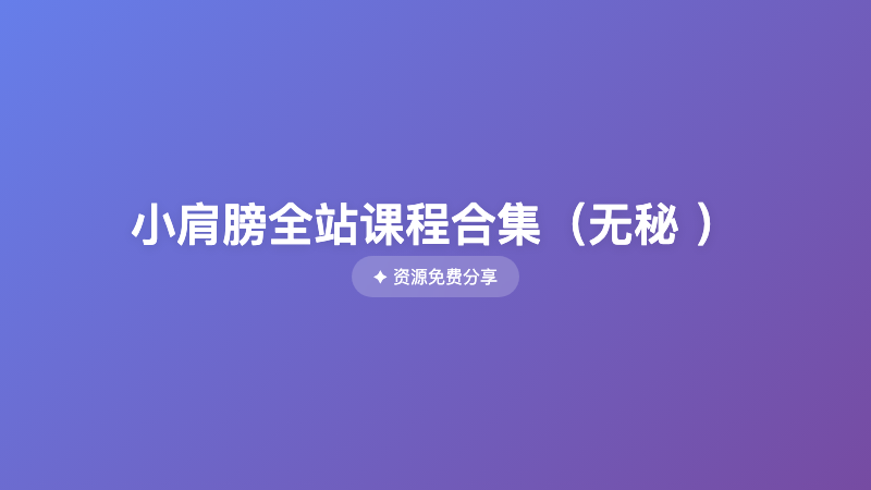 小肩膀全站课程合集（无秘 ）
