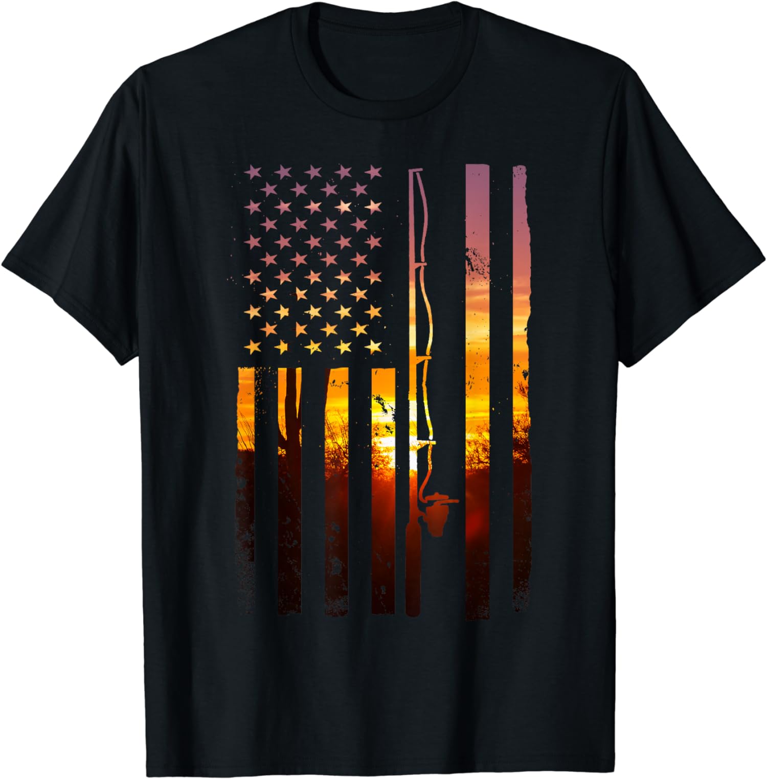 American Flag Fish Fisher Fisherman Funny Bass USA Unisex T-Shirt
