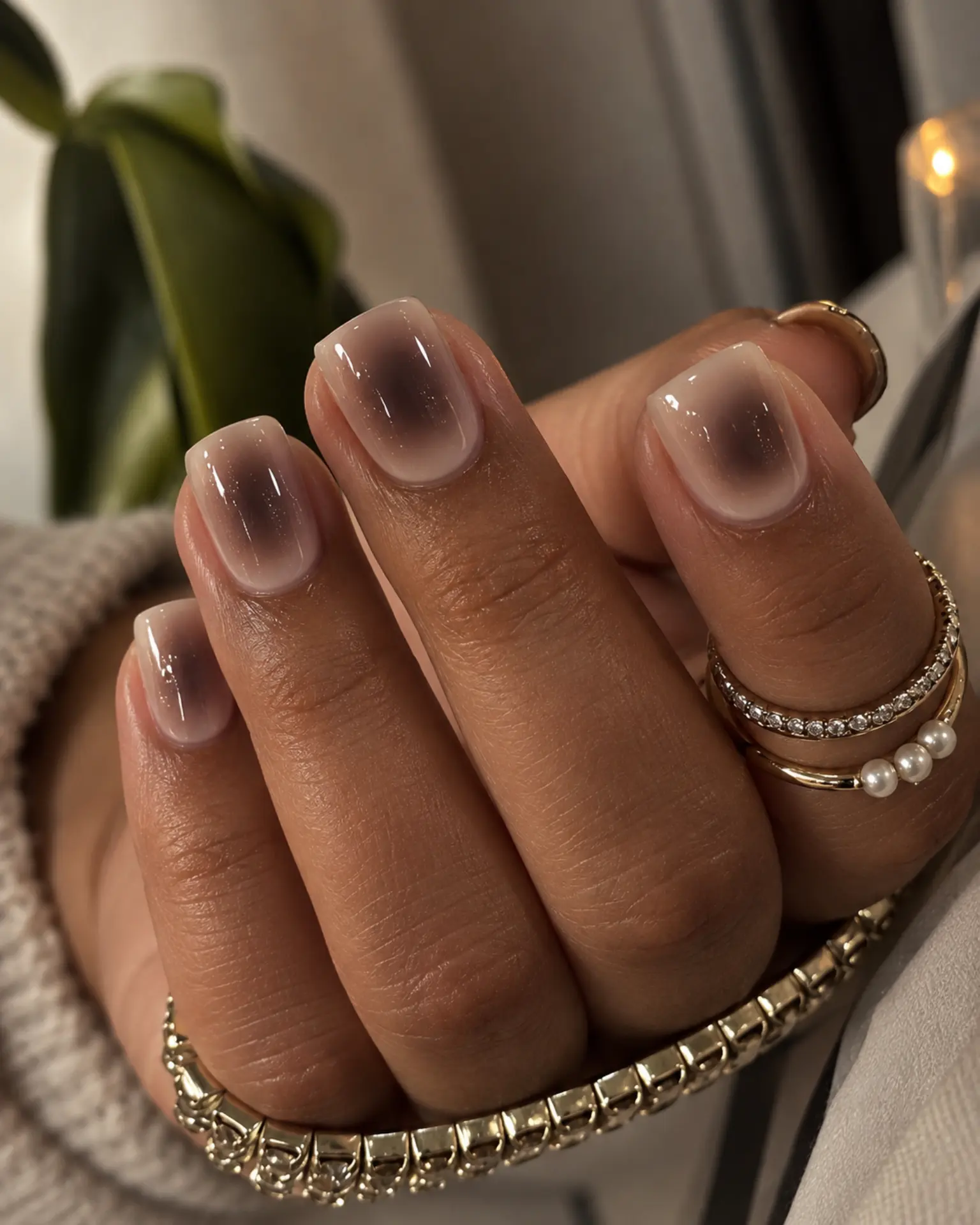 Taupe Shadow Aura manicure inspiration for dark aura nail ideas