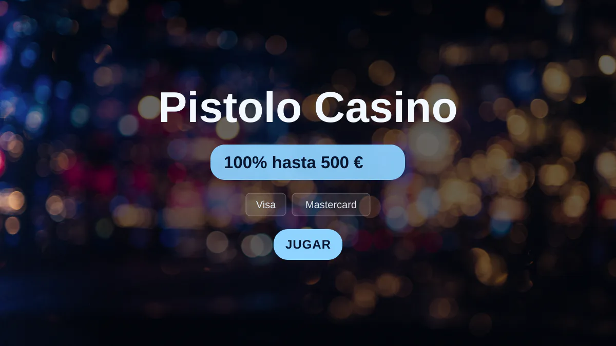Pistolo Casino � bono de bienvenida 100% hasta 500 � + 10 FS, pagos: Visa, Mastercard, Skrill, Neteller, Paysafecard