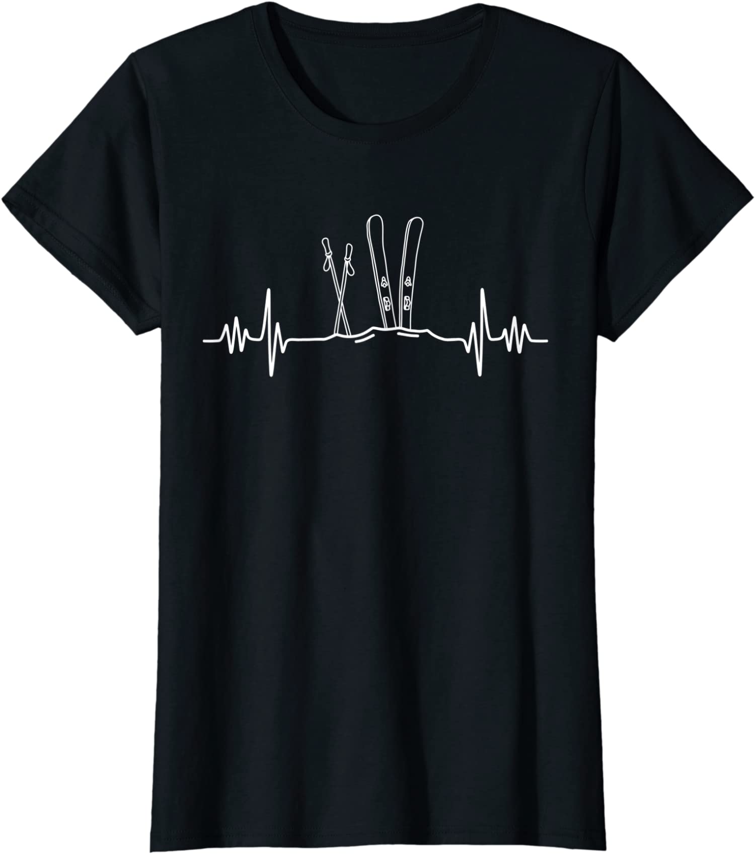 Skiing Heartbeat Mountain Ski Sport Skilife Alps Ladies’ Crewneck T-Shirt