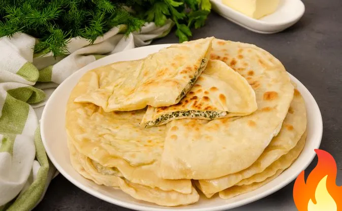 Фото Кутабы с начинкой из творога и зелени