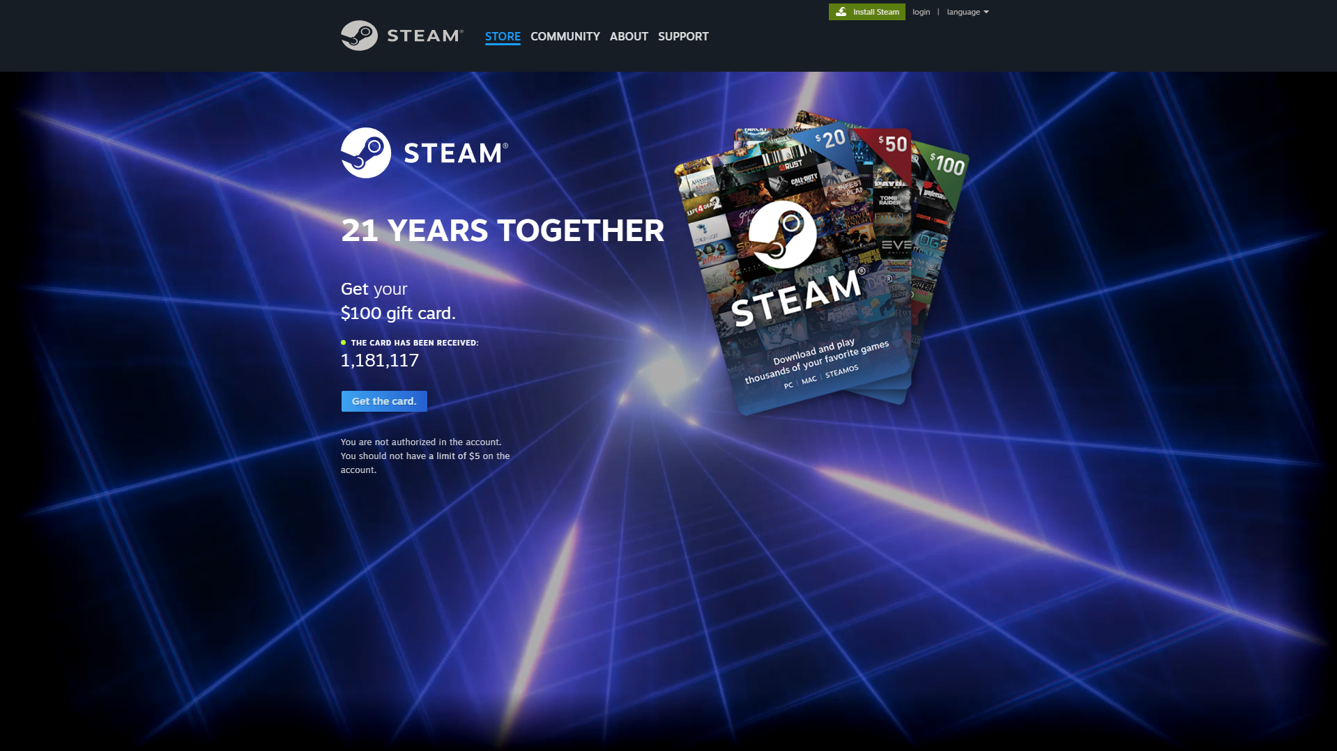 Stored capture of steamcomrnuunity.com
