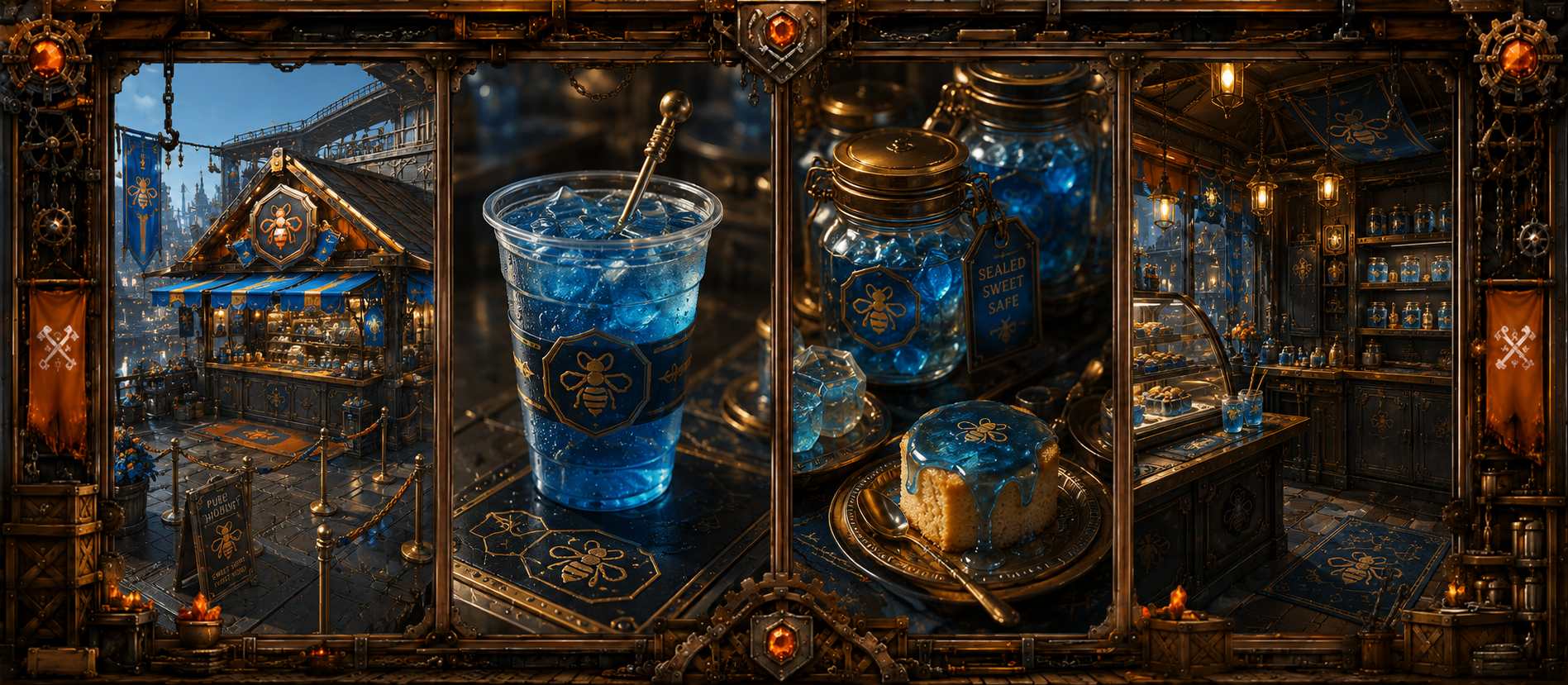 Blue Dock Honey Stand, a seasonal public-regulated snack stand in the Blue Docks.