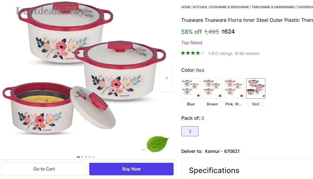   thermoware Casserole Set – Just ₹624 | Loot Deal
