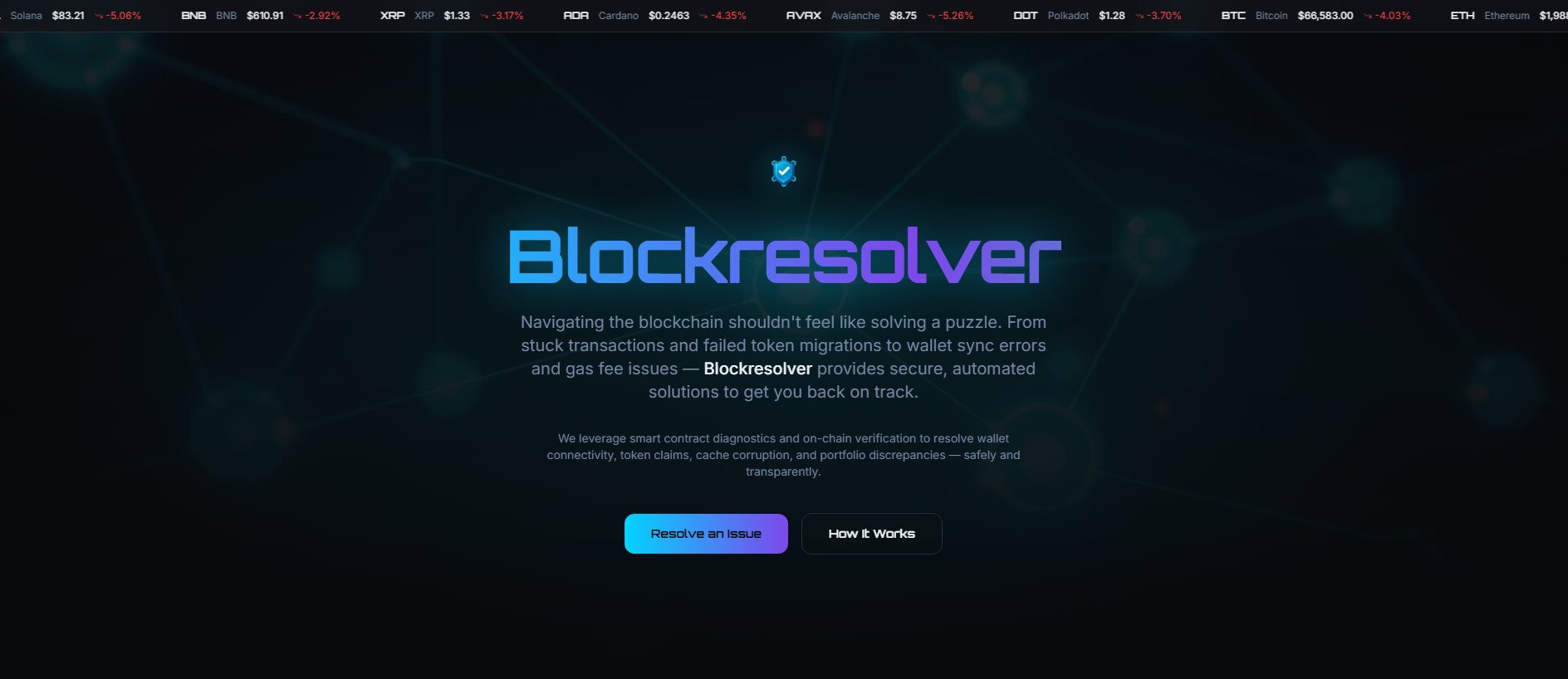 Screenshot of blockresolve.app