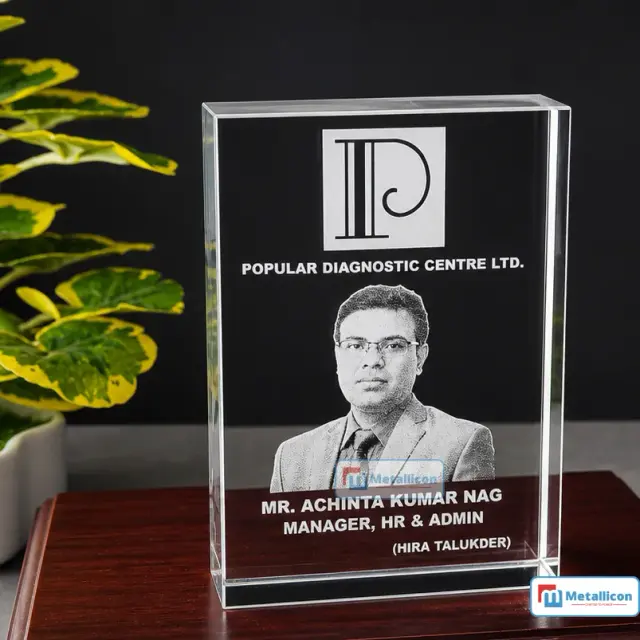 Personalized Laser-Engraved 3D Crystal Block