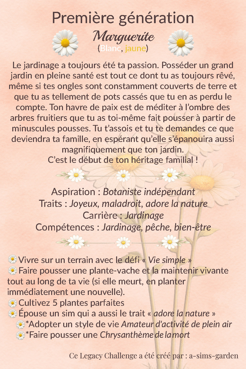 Génération 1 – Marguerite