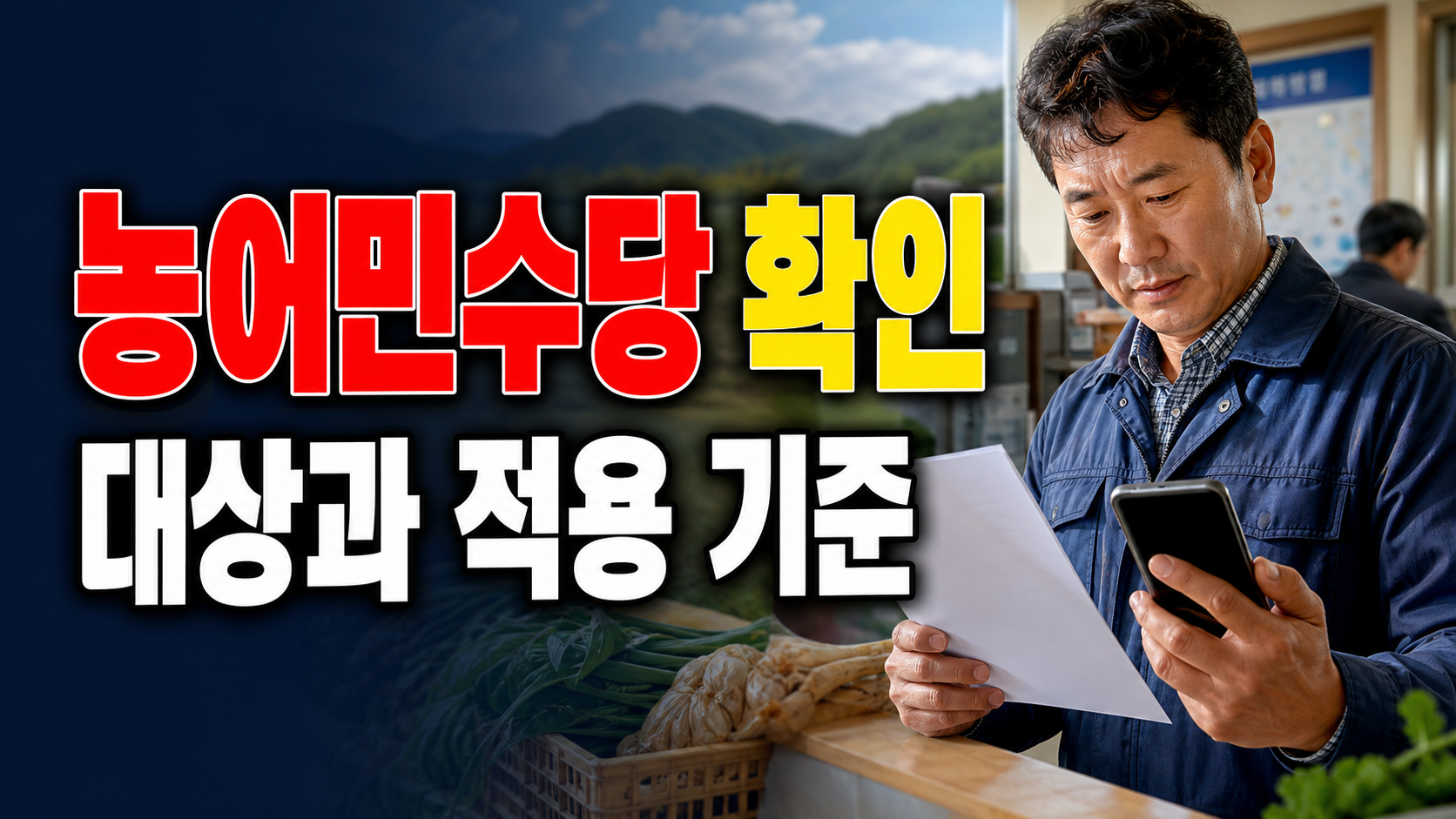 지금 무엇부터 확인해야 하나|농어민수당지원 전체 행동 경로 관련 핵심 정보를 상징적으로 보여주는 썸네일 이미지