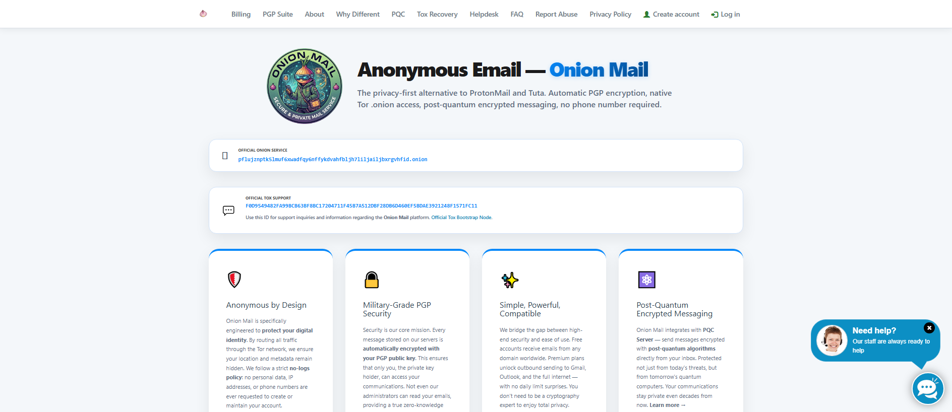 Stored capture of onionmail.org