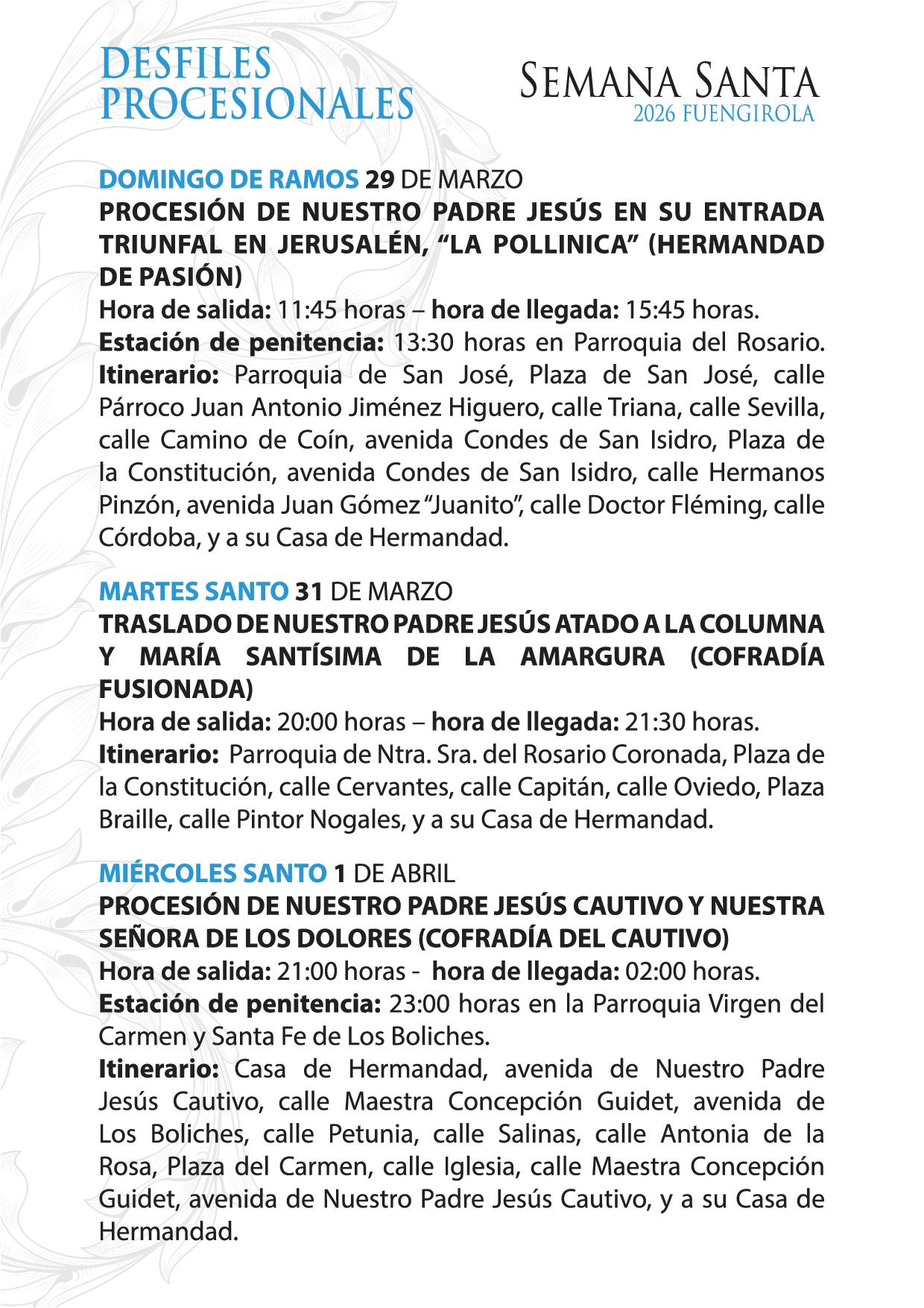 Horarios e Itinerarios de las Procesiones de la Semana Santa de ...