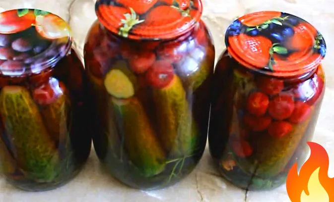 Постер Огурцы, маринованные с вишней, на зиму