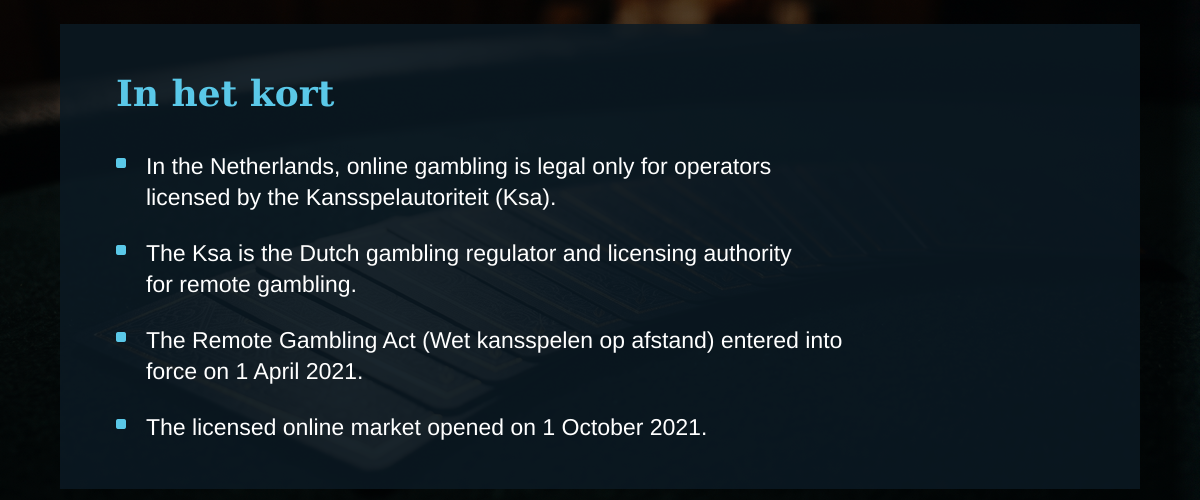 Legale online casino in Nederland: wat je moet weten � In het kort