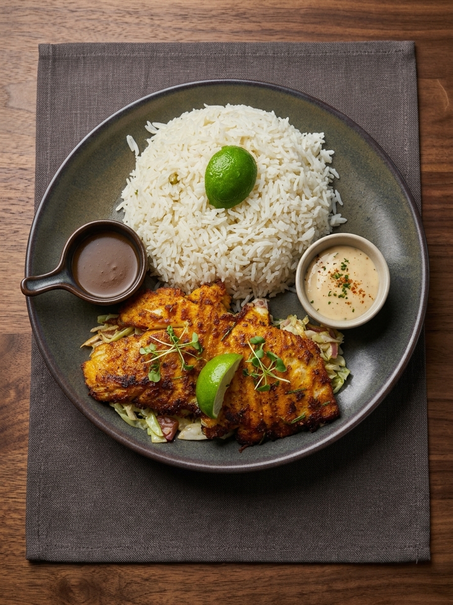 Grilled fish with rice 