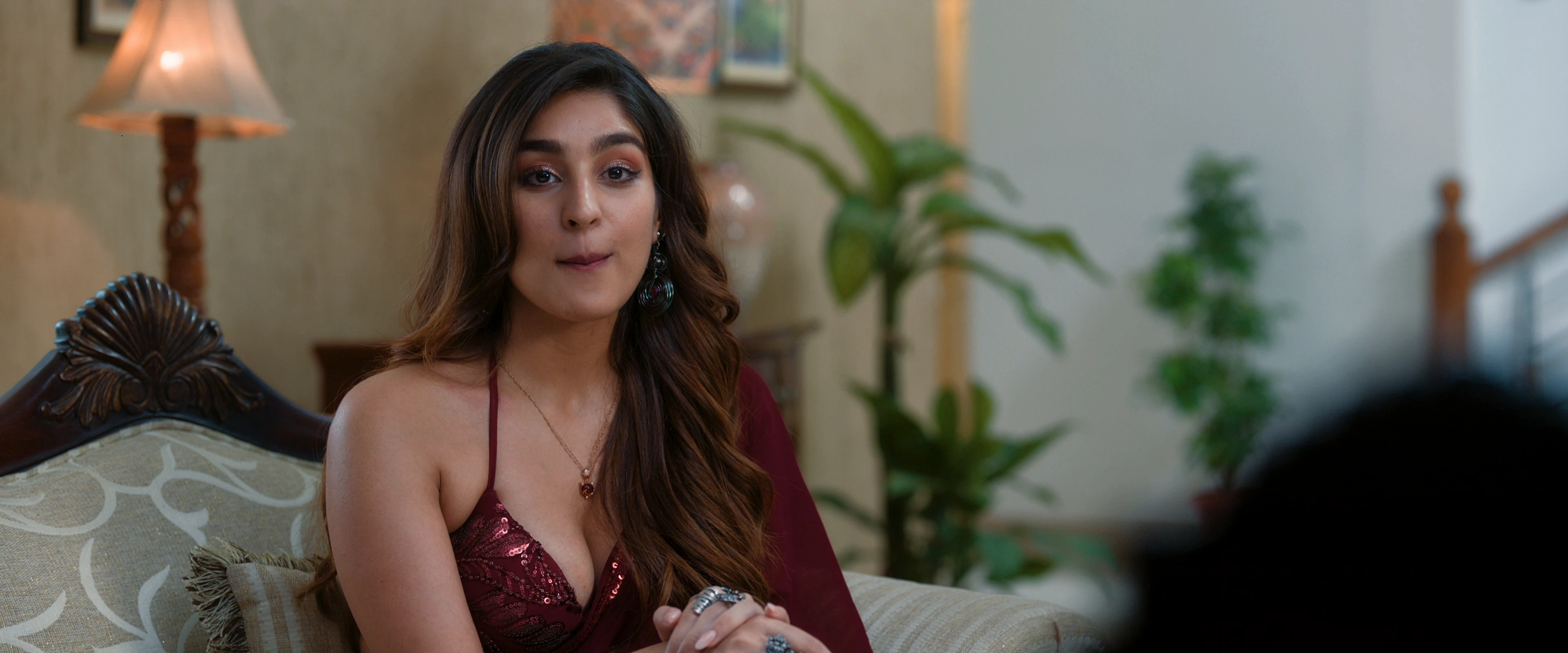 Yukti Thareja, Yukti Thareja KJQ look, deepneck red blouse photoshoot, King Jackie Queen cast, Tollywood fashion updates, Yukti Thareja style stats, red saree blouse designs