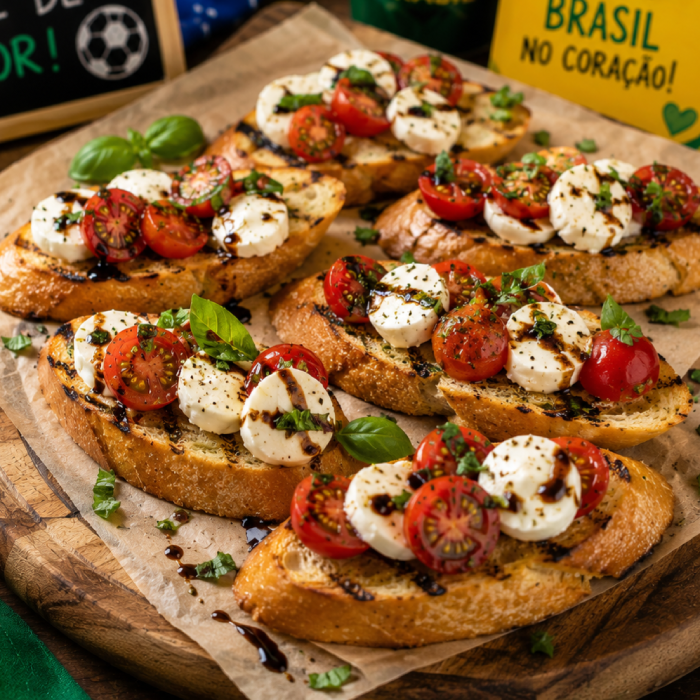 Bruschetta Caprese em Baguete Grelhada