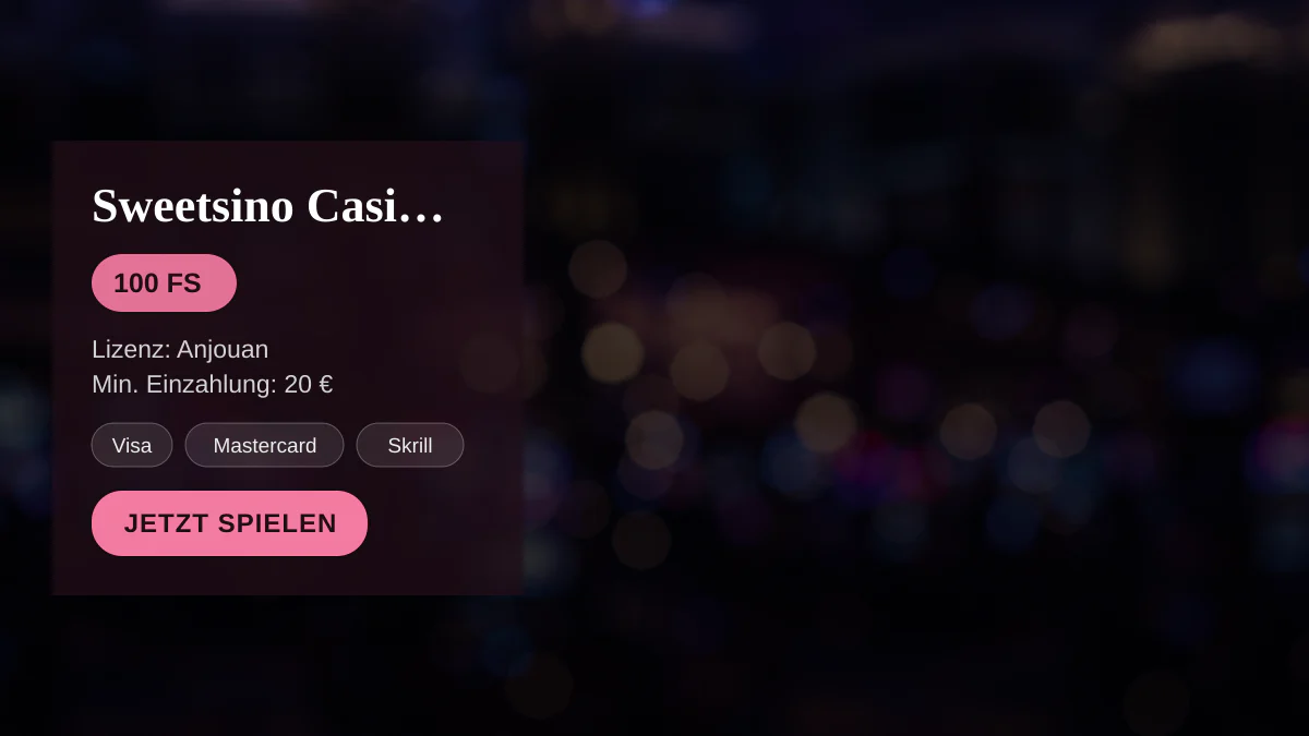 Sweetsino Casino — Willkommensbonus 100 % bis zu 500 € + 100 FS, Zahlungen: Visa, Mastercard, Skrill, Neteller, Klarna