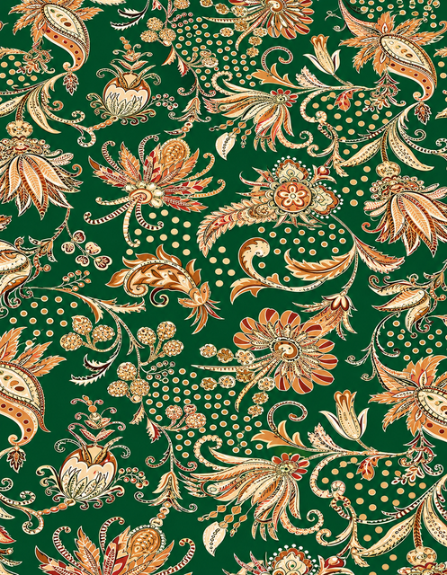 Emerald Paisley Botanical Textile Pattern.png