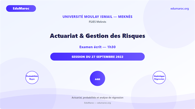 Exemple Concours Master Actuariat et Gestion des Risques FSJES Meknès 2022-2023