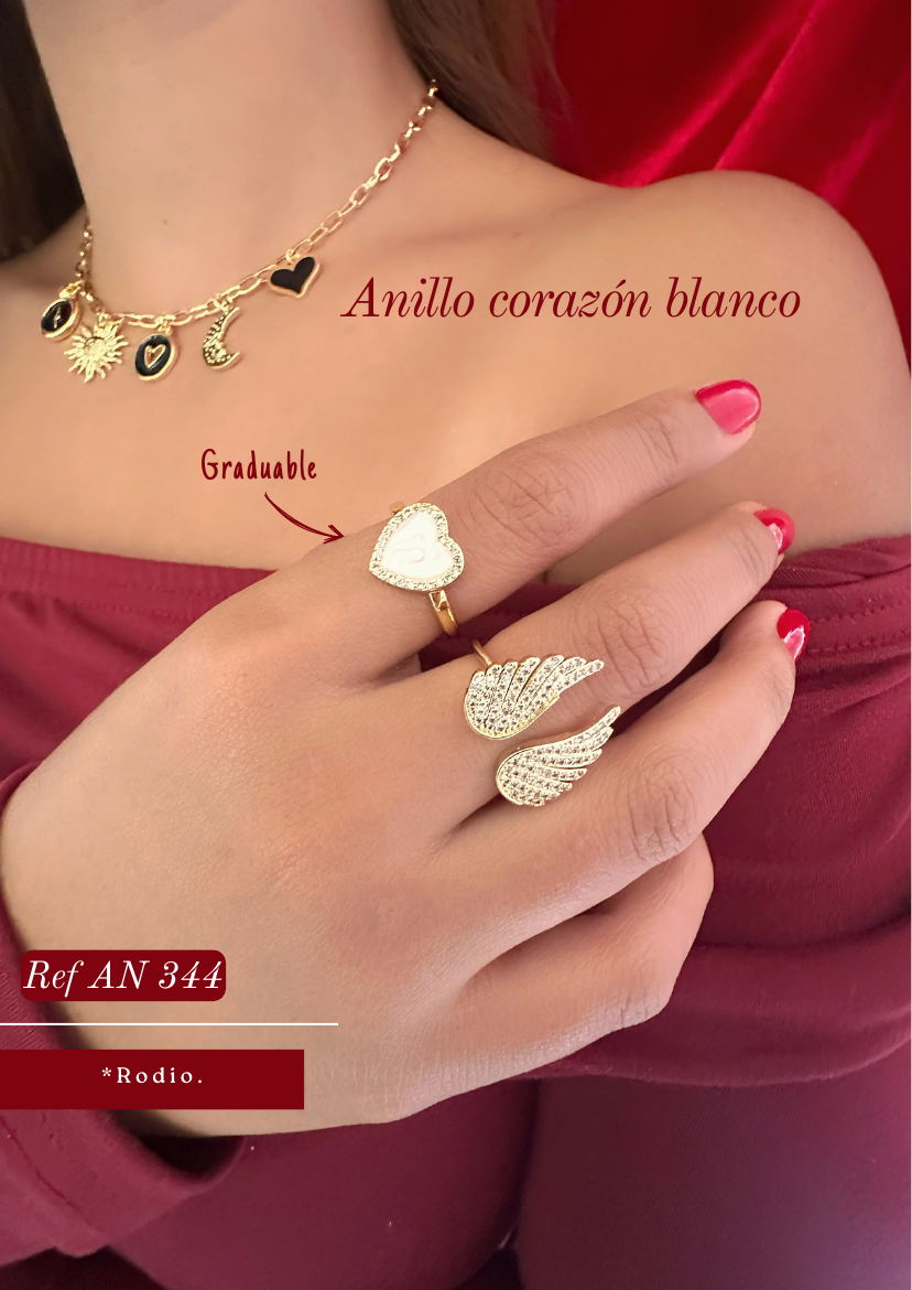 Anillo corazón blanco