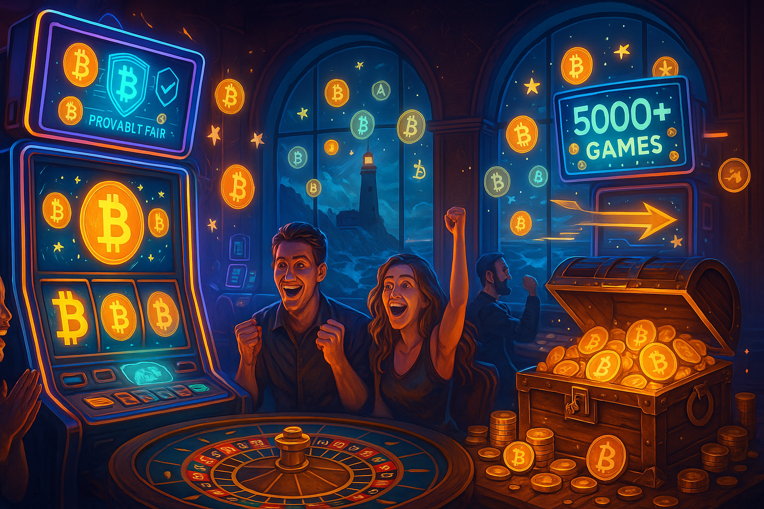 Illustration of Bitsler Bitcoin Casino featuring provably fair games and crypto payouts