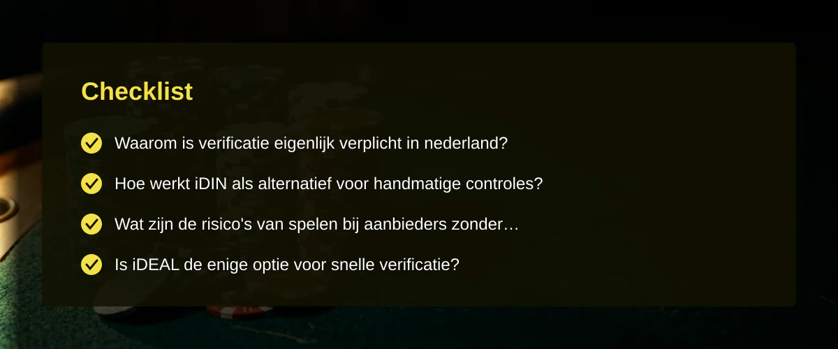 Online casino zonder documenten en de realiteit van verificatie — Checklist