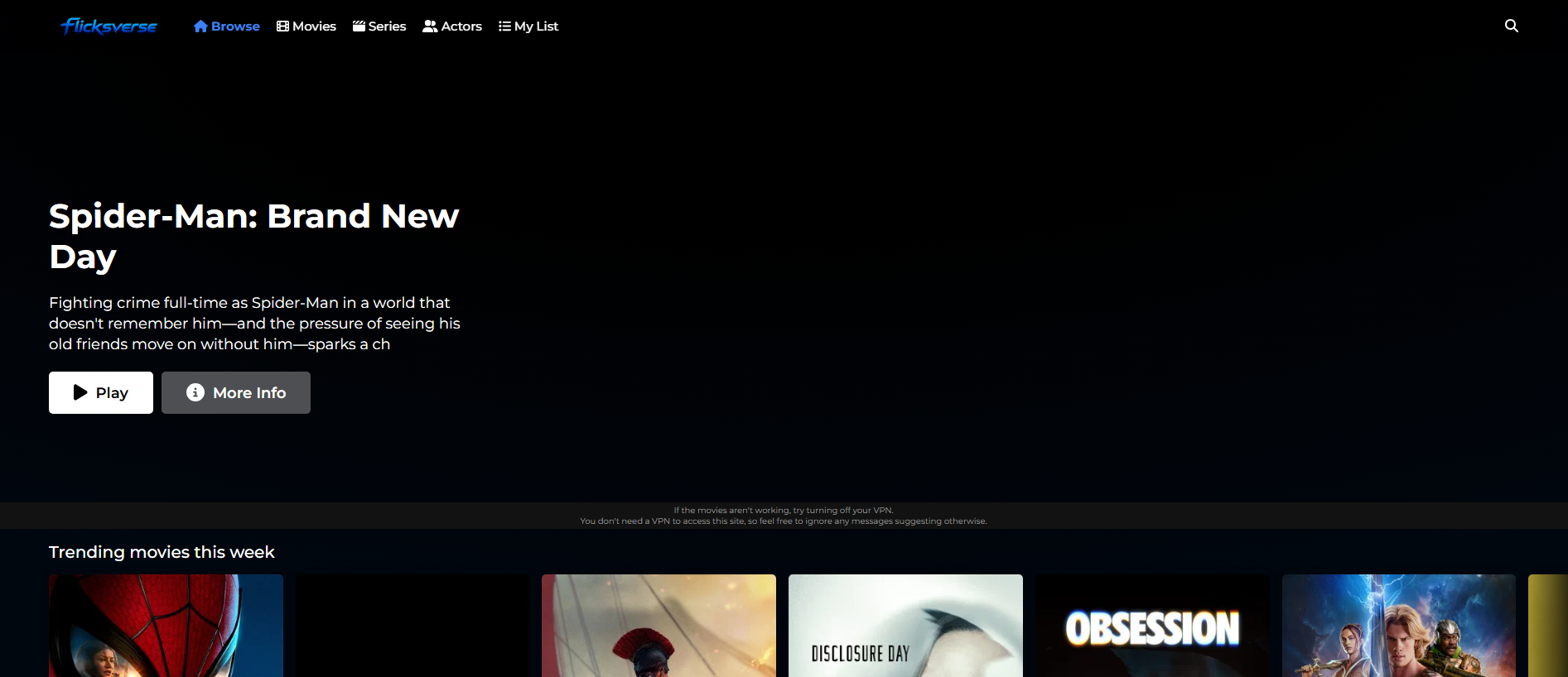 Screenshot of flicksverse.net