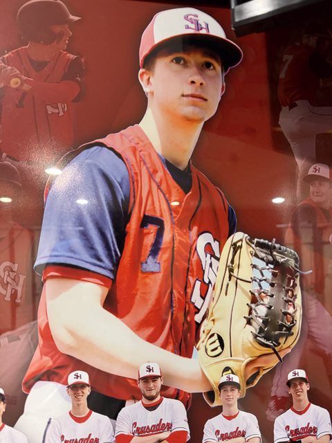 Colson Holland, St. Henry Crusaders baseball banner, number 7