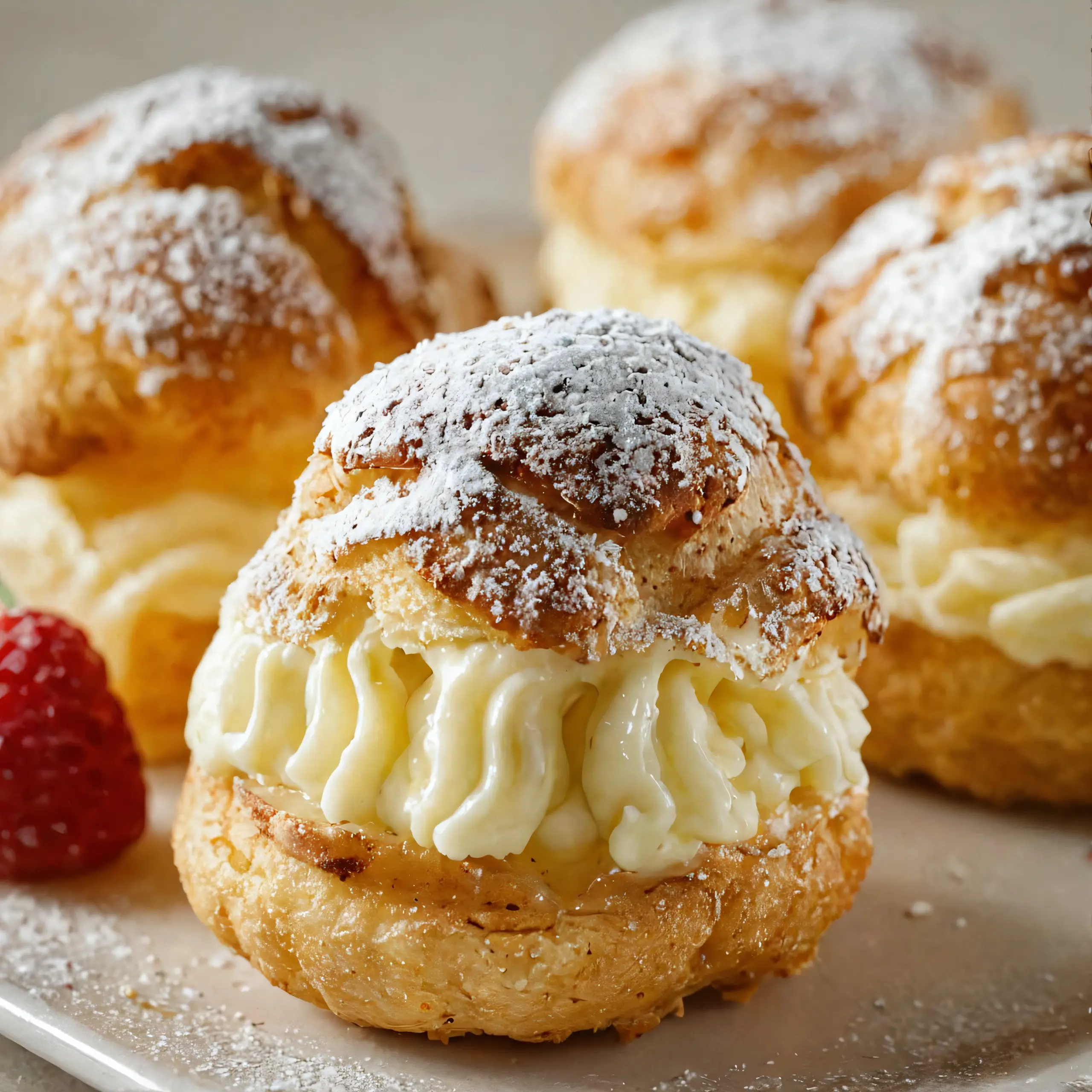 Vanilla Custard Filled Puff Pastries