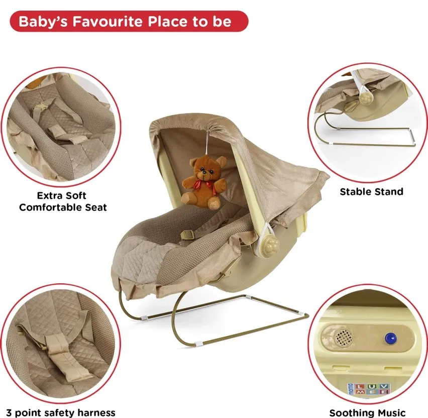 12-in-1 Carry Bouncer Cot for Baby (Brown) – Multi-Functional Infant Rocker, Portable Baby Cradle, Bassinet & Playpen with Adjustable Recline and Toy Bar photo 4