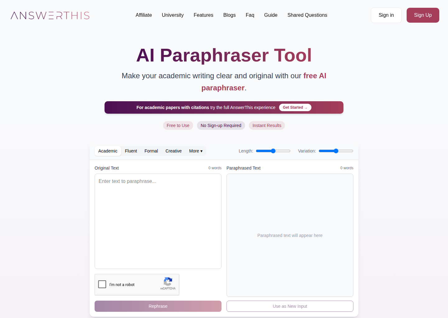 AnswerThis AI Paraphraser