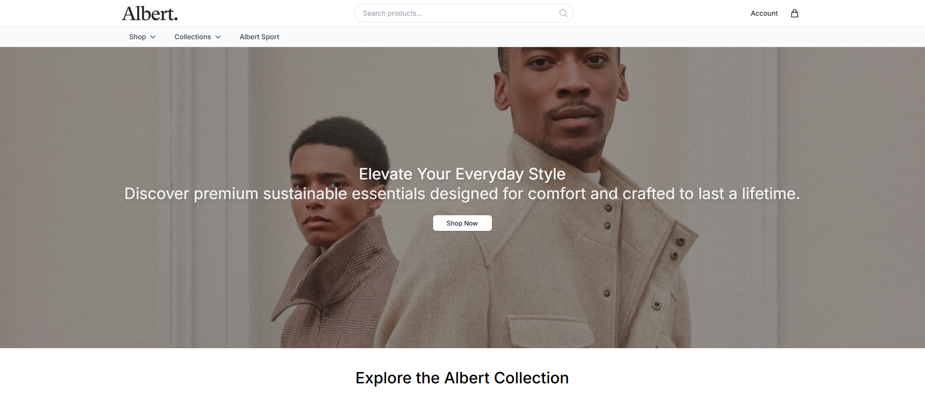 Stored capture of albertclothingstyle.shop