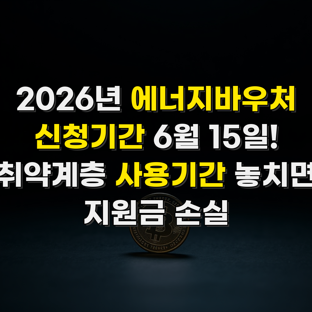 2026년 에너지바우처 신청기간 6월 15일! 취약계층 사용기간 놓치면 지원금 손실