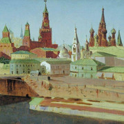 Вид на Москворецкий мост Кремль и храм Василия Блаженного 1882