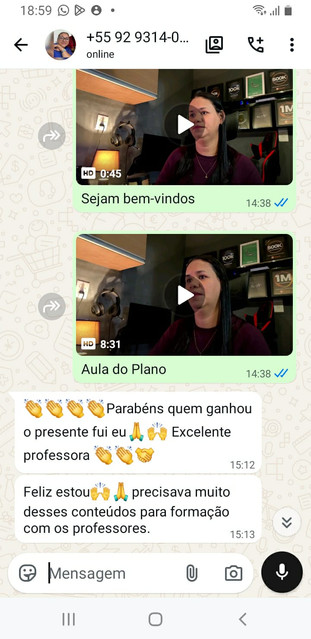 Feedback recebido sobre os materiais