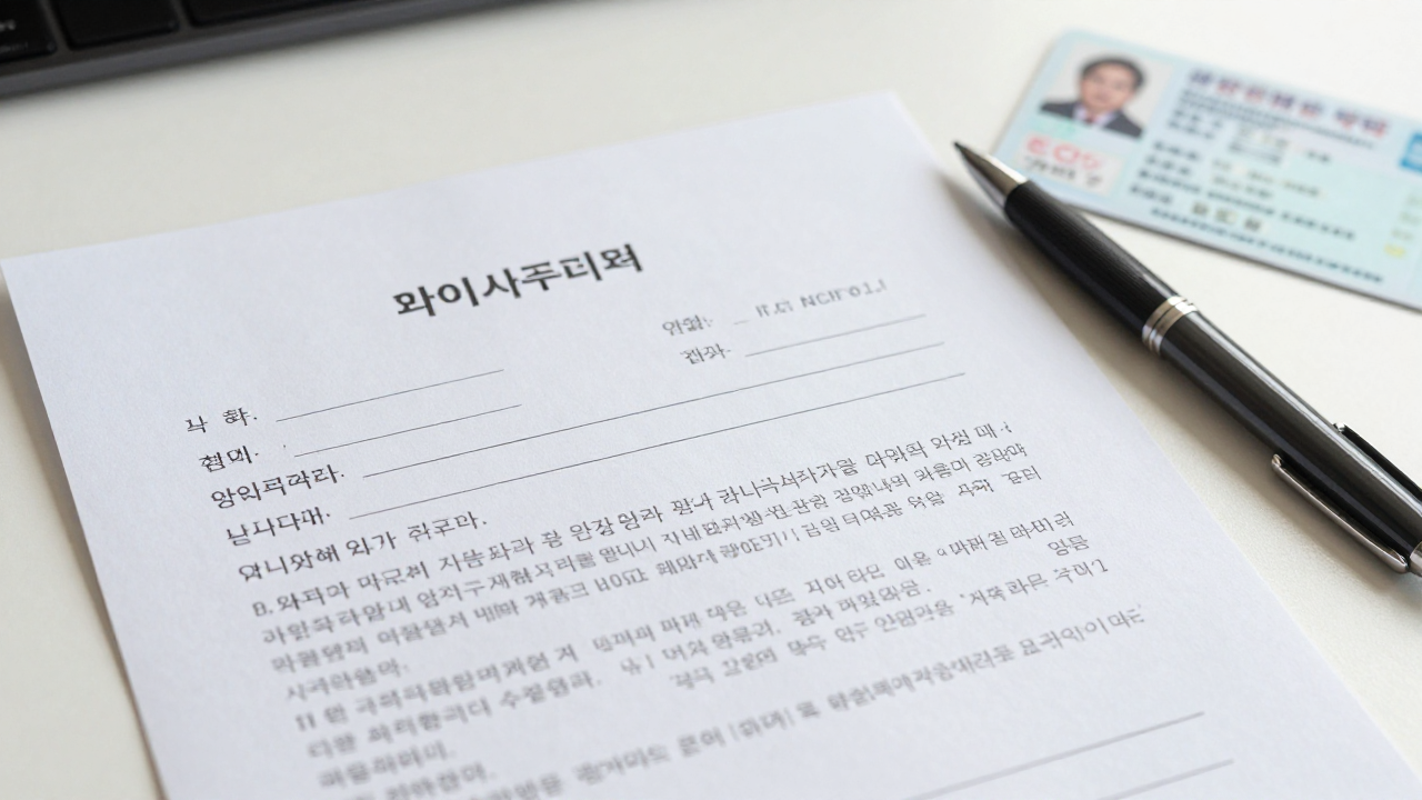 임대차계약서와 확정일자 도장 영역, 주민등록증이 책상 위에 놓여 있는 모습