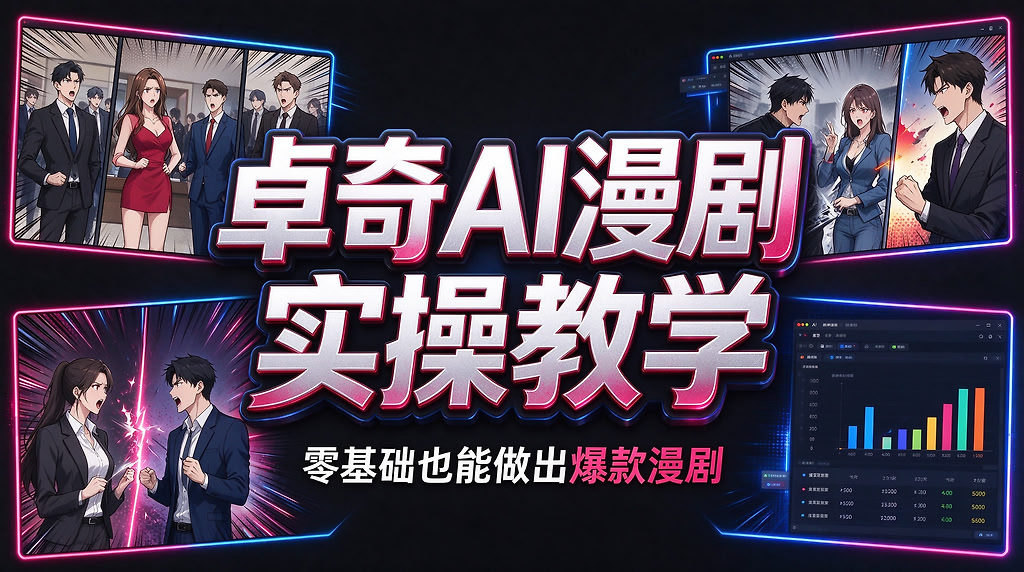 卓奇AI漫剧实操教学，零基础也能做出爆款漫剧