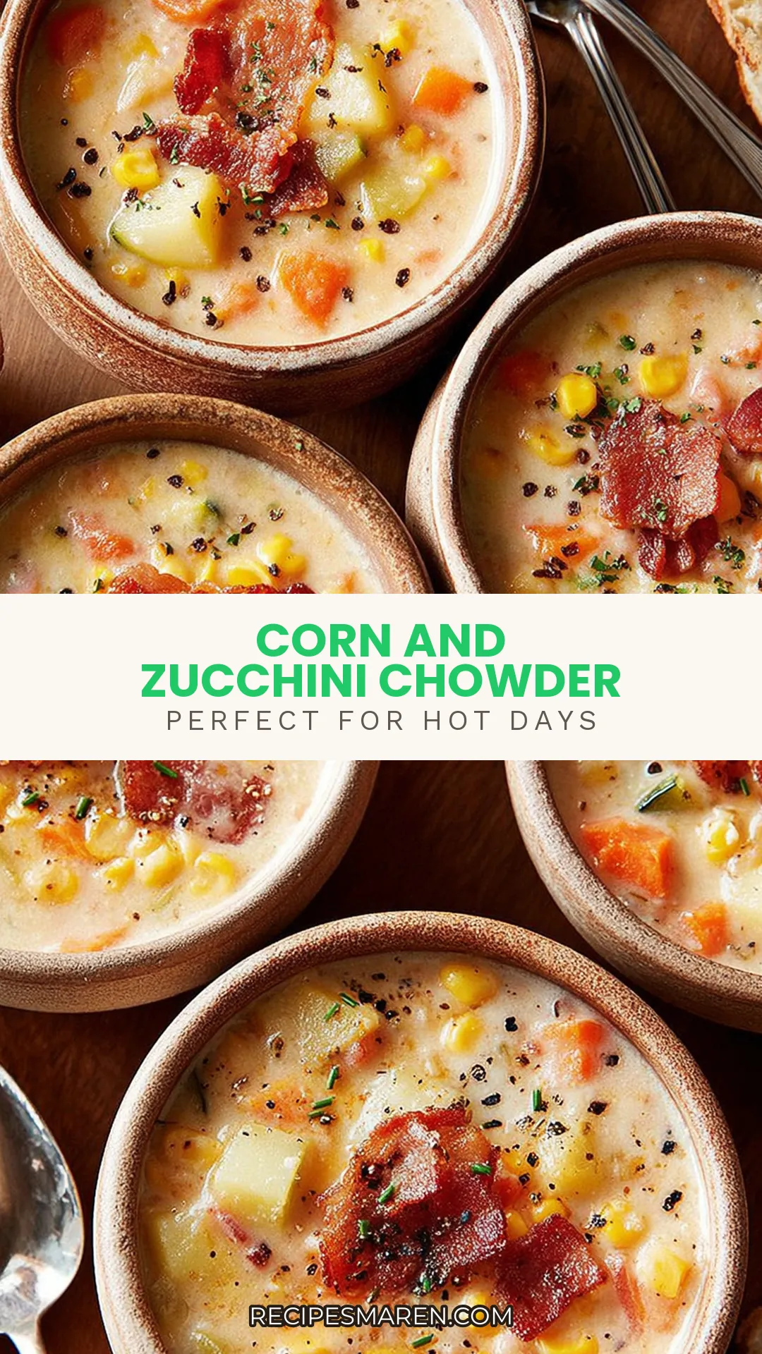 This creamy summer corn and zucchini chowder is the ultimate comfort food for warm weather. Easy to make and packed with fresh seasonal vegetables, it’s a delightfully light dish that can be enjoyed warm or cold. With just a few simple ingredients, you can whip up this delicious chowder that’s perfect for family dinners or casual gatherings. Explore the 6 variations to customize it to your taste. Click for the full recipe.