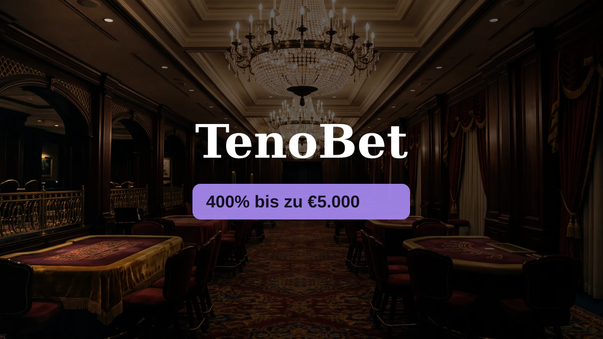 TenoBet Casino — Willkommensbonus 400% bis zu €5.000, Zahlungen: Visa, Mastercard, Klarna, Sofort, Giropay