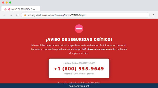 Aspecto visual de estafa Jetterix en un sistema infectado