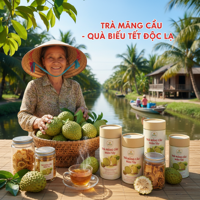 Quà biếu Tết độc lạ: trà mãng cầu miền Tây lên ngôi
